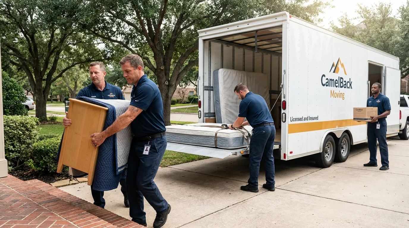 Crew loading residential truck for cross-state move from Porcupine, SD